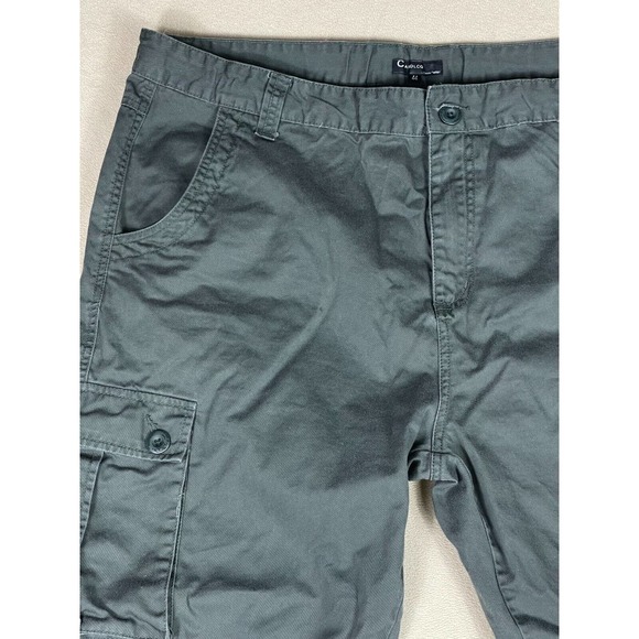 Cafdlcq Mens‎ 44 Cargo Pants Hi Rise Straight Leg Army Green Drawstring Waist - Picture 2 of 13